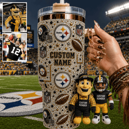 Premium NFL Personalized Tumbler With Plush Charm NMD CTKT