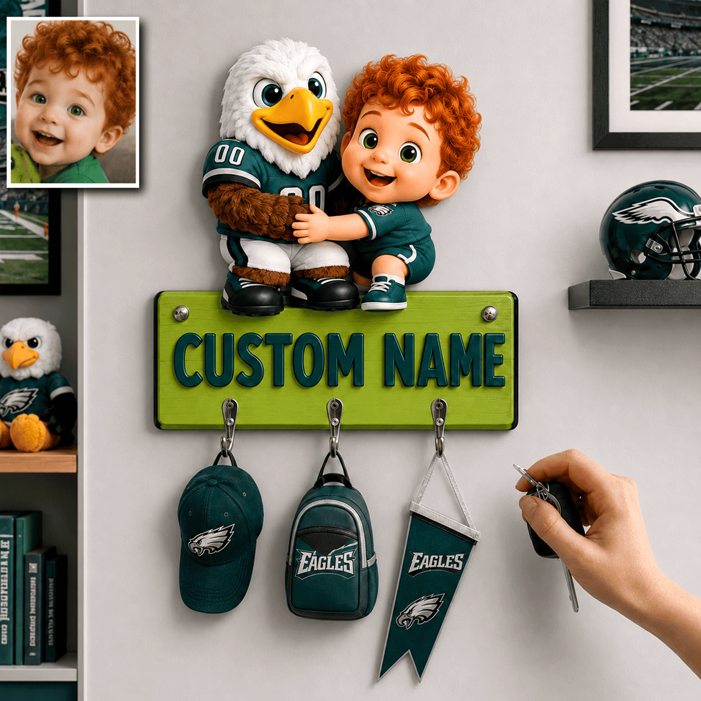 Premium NFL Personalized Kid Custom Shaped Hanging Rack NMD CTKT