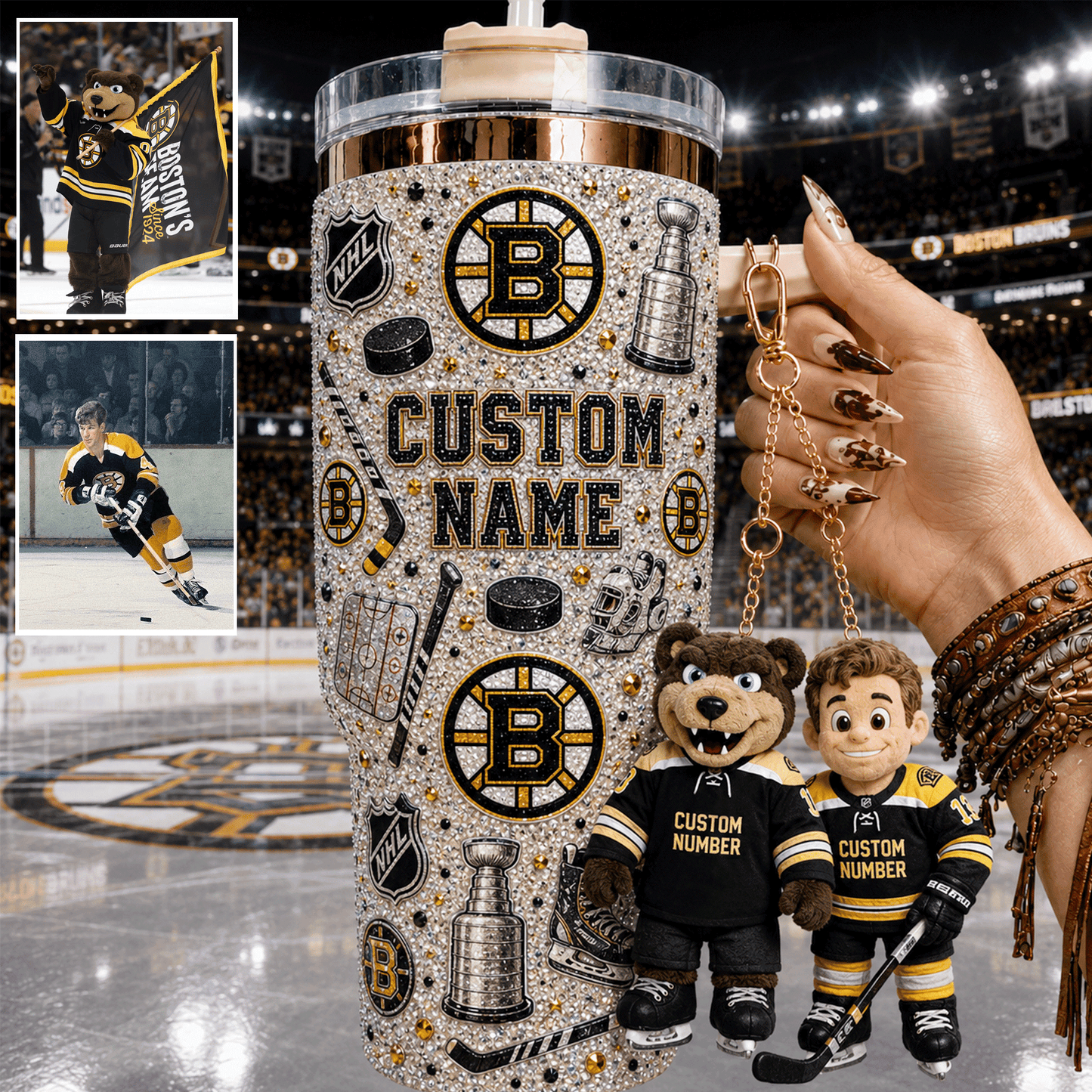 Premium NHL Personalized Tumbler With Plush Charm NMD CTKT