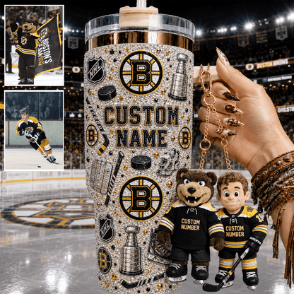 Premium NHL Personalized Tumbler With Plush Charm NMD CTKT