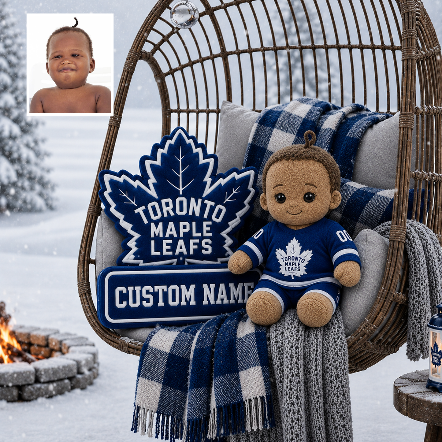 Premium NHL Personalized Kid Faux Fur Pillow NMD TTV