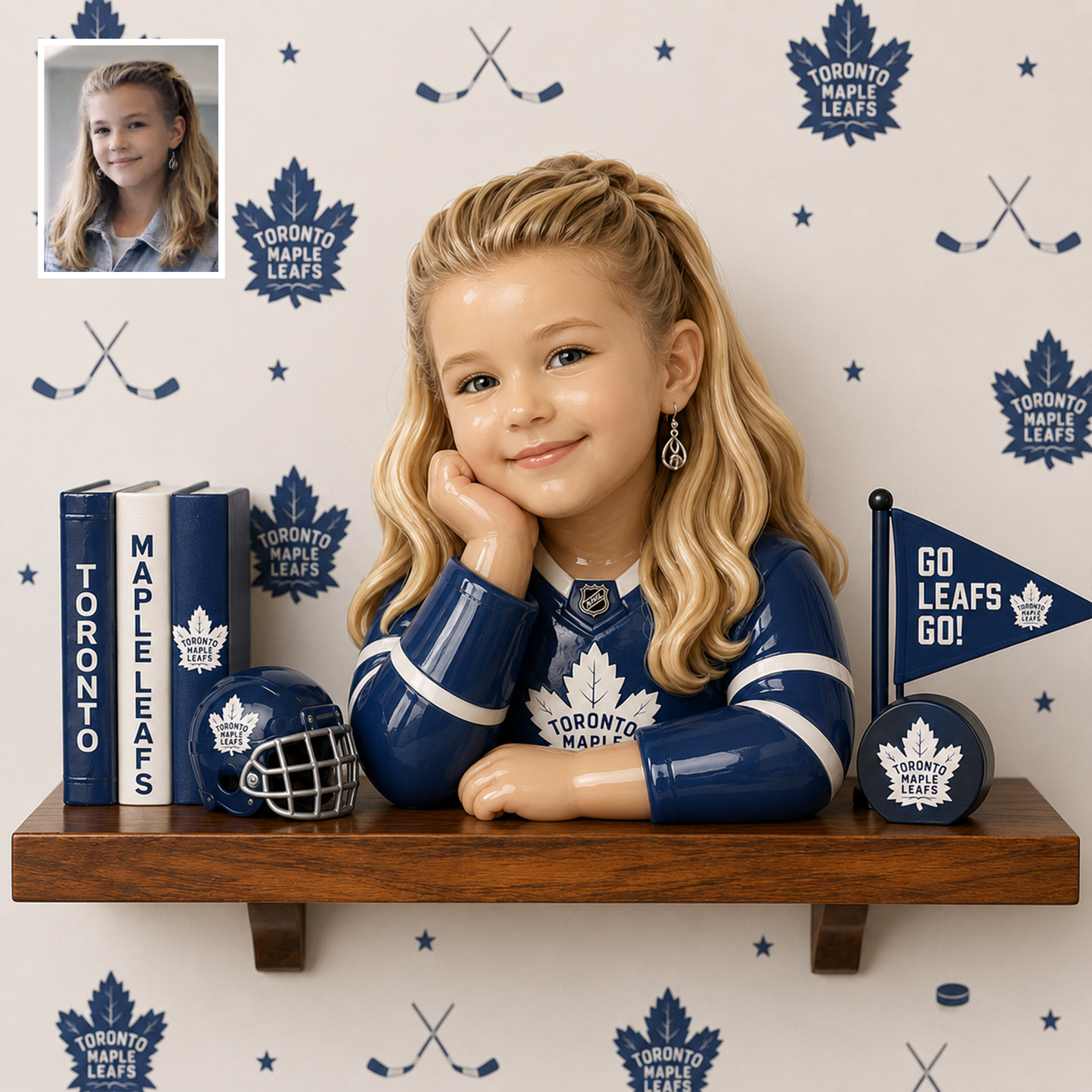 Premium NHL Personalized Kid Wooden Floating Shelf NMD TTV