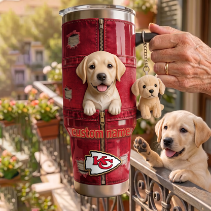 Premium NFL Personalized Pet Tumbler With Plush Charm V2 NMD TTV