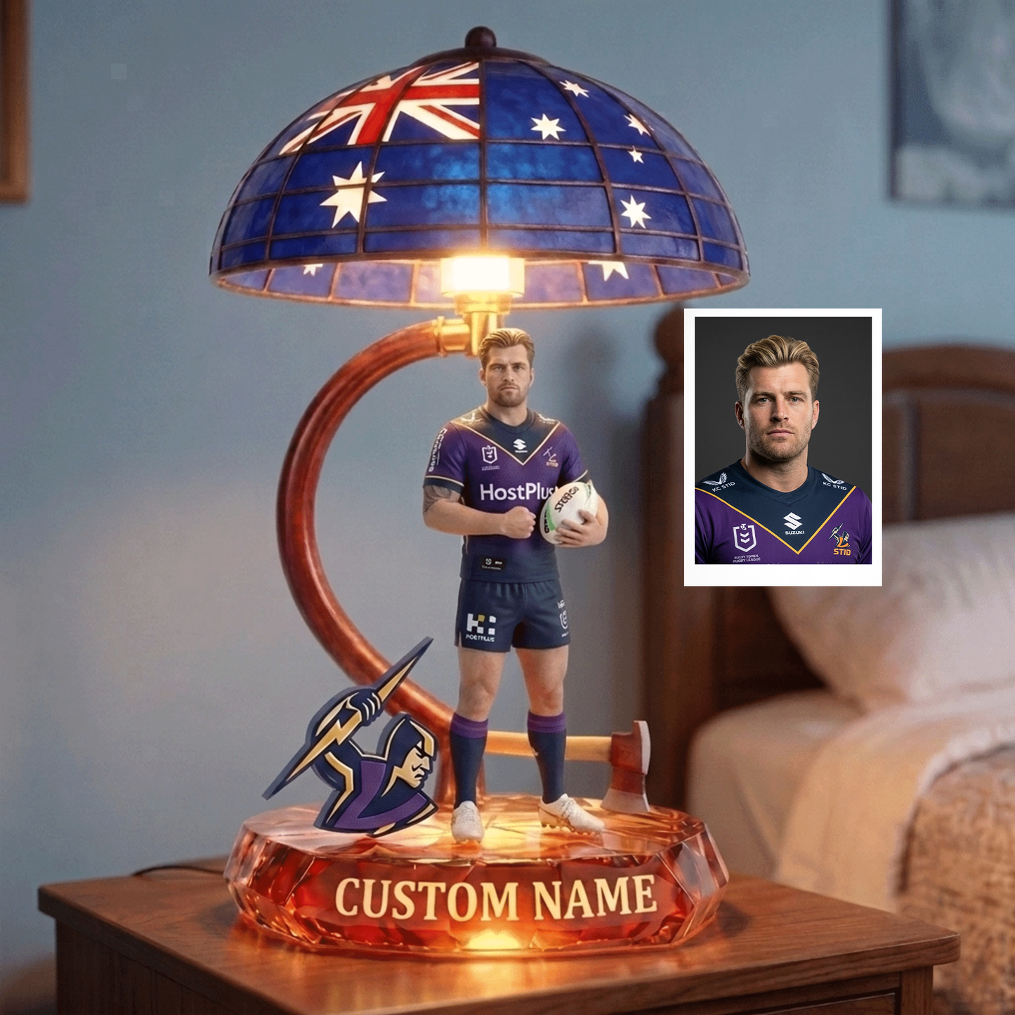 Premium NRL Rugby Player Personalized Acrylic LED Night Light NMD CTKT
