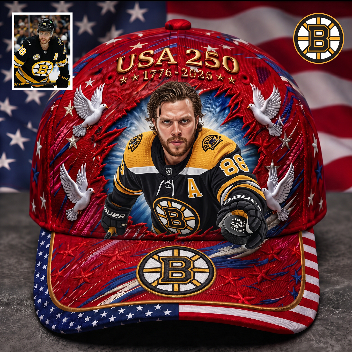 Premium NHL Personalized USA 250 Patriotic Cap NMD TTV