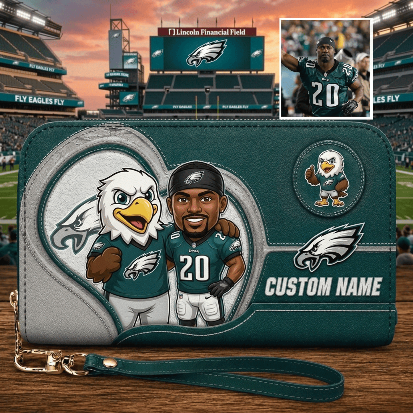 Premium NFL Personalized Leather Long Wallet NMD CTKT