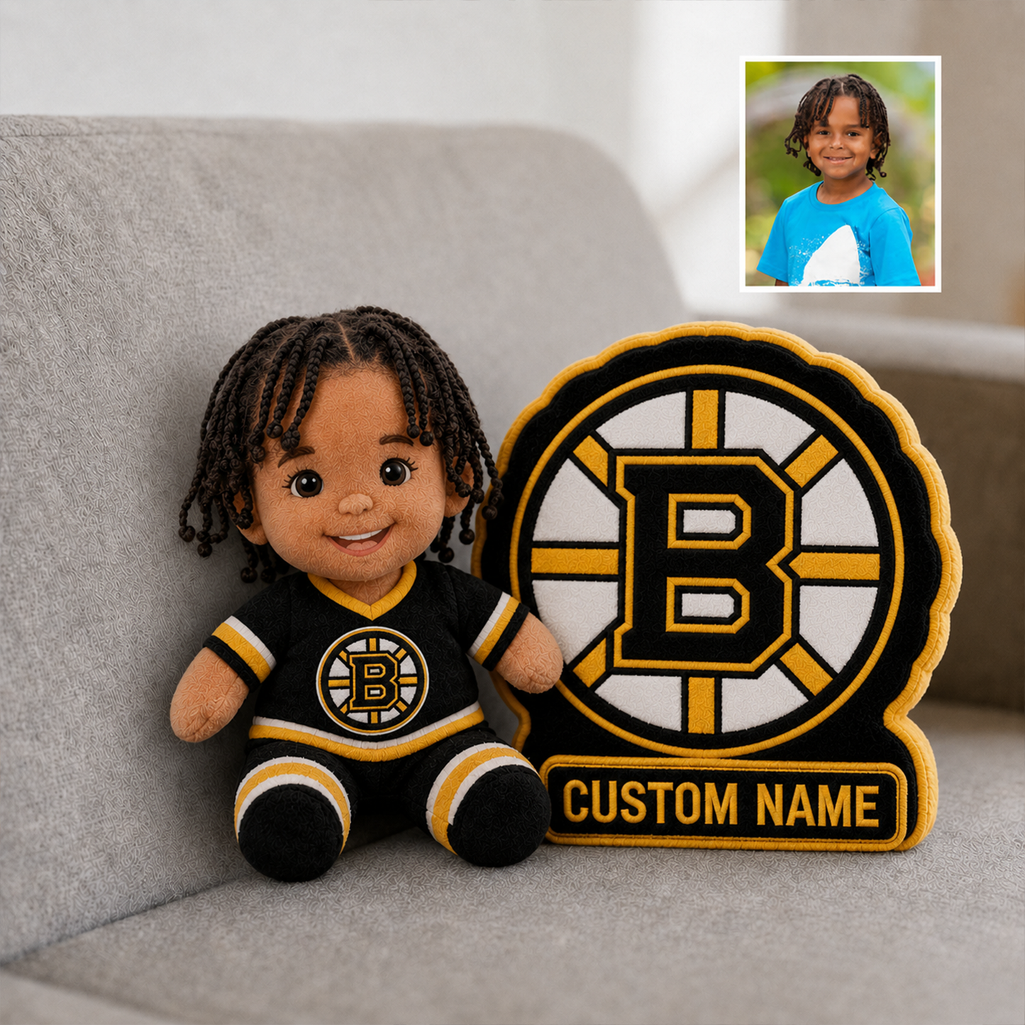 Premium NHL Personalized Kid Faux Fur Pillow NMD TTV