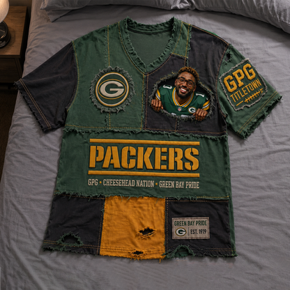 Personalized NFL Distressed Patchwork Tee – Custom Face Edition 1107 NAK TTT