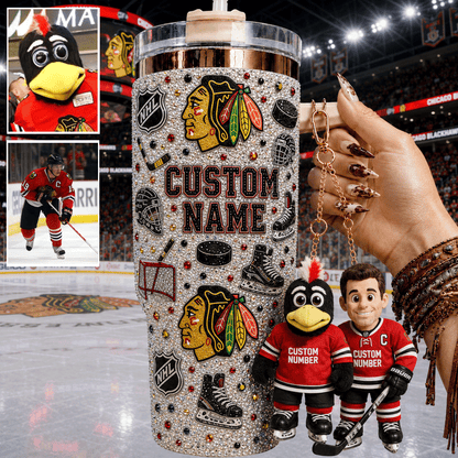 Premium NHL Personalized Tumbler With Plush Charm NMD CTKT