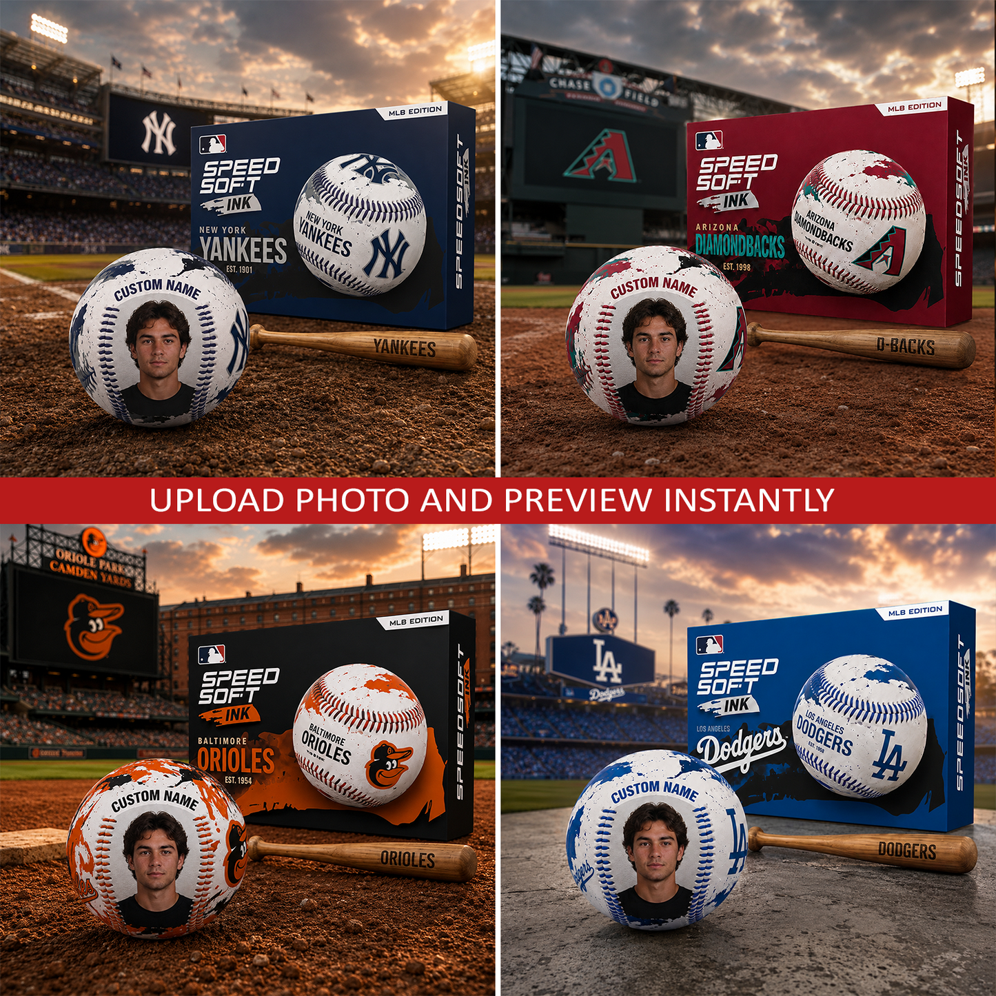 MLB Premium SpeedSoft Ink Personalized Ball Gift Set 1607 NAK NHT