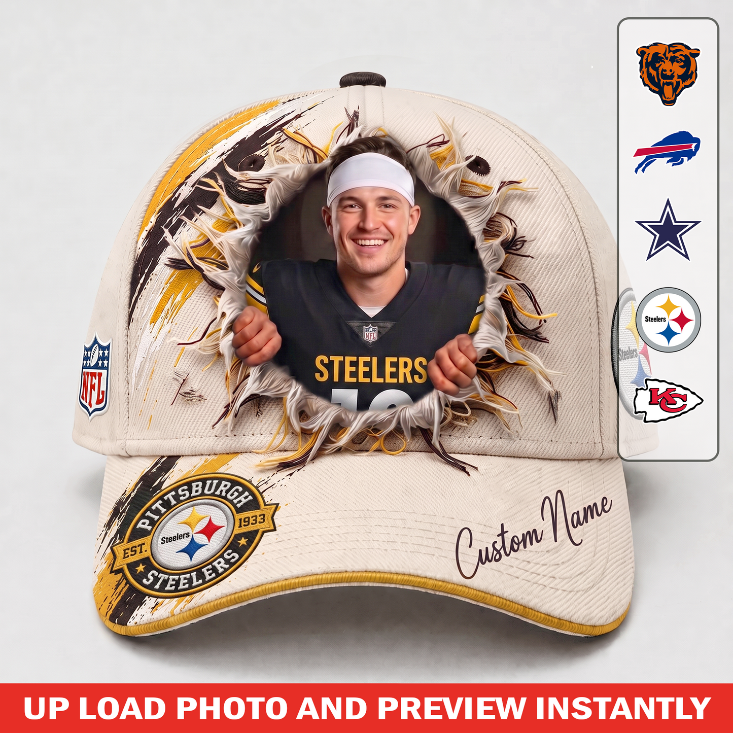 Personalized NFL Sun Hat - Custom Name & Face Gift for Football Fans 0607 V4 NAK TTT