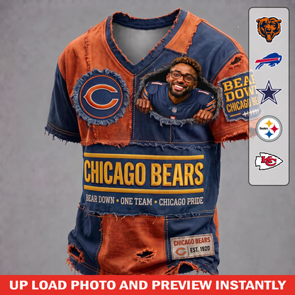 Personalized NFL Distressed Patchwork Tee – Custom Face Edition 1107 NAK TTT