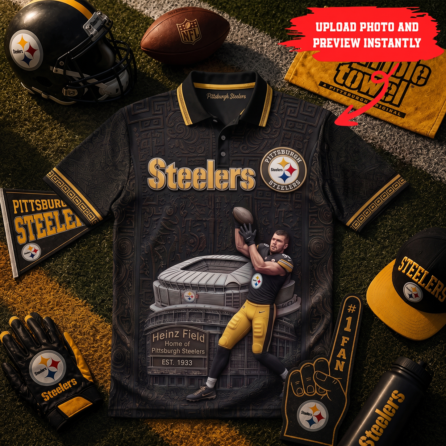 Premium NFL Personalized Player Portrait Stadium Polo Shirt NMD TTV