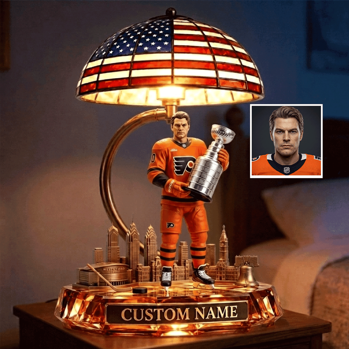 Premium NHL Hockey Player Personalized Acrylic LED Night Light V2 NMD CTKT