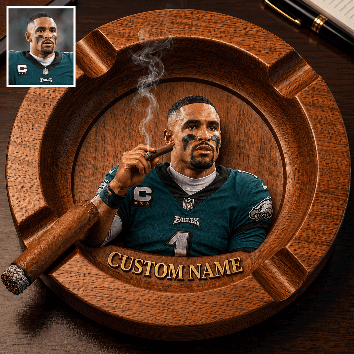 Premium NFL Personalized Luxury Ashtray For Cigars NMD CTKT