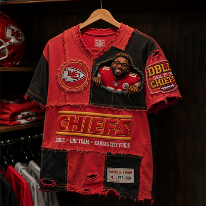 Personalized NFL Distressed Patchwork Tee – Custom Face Edition 1107 NAK TTT