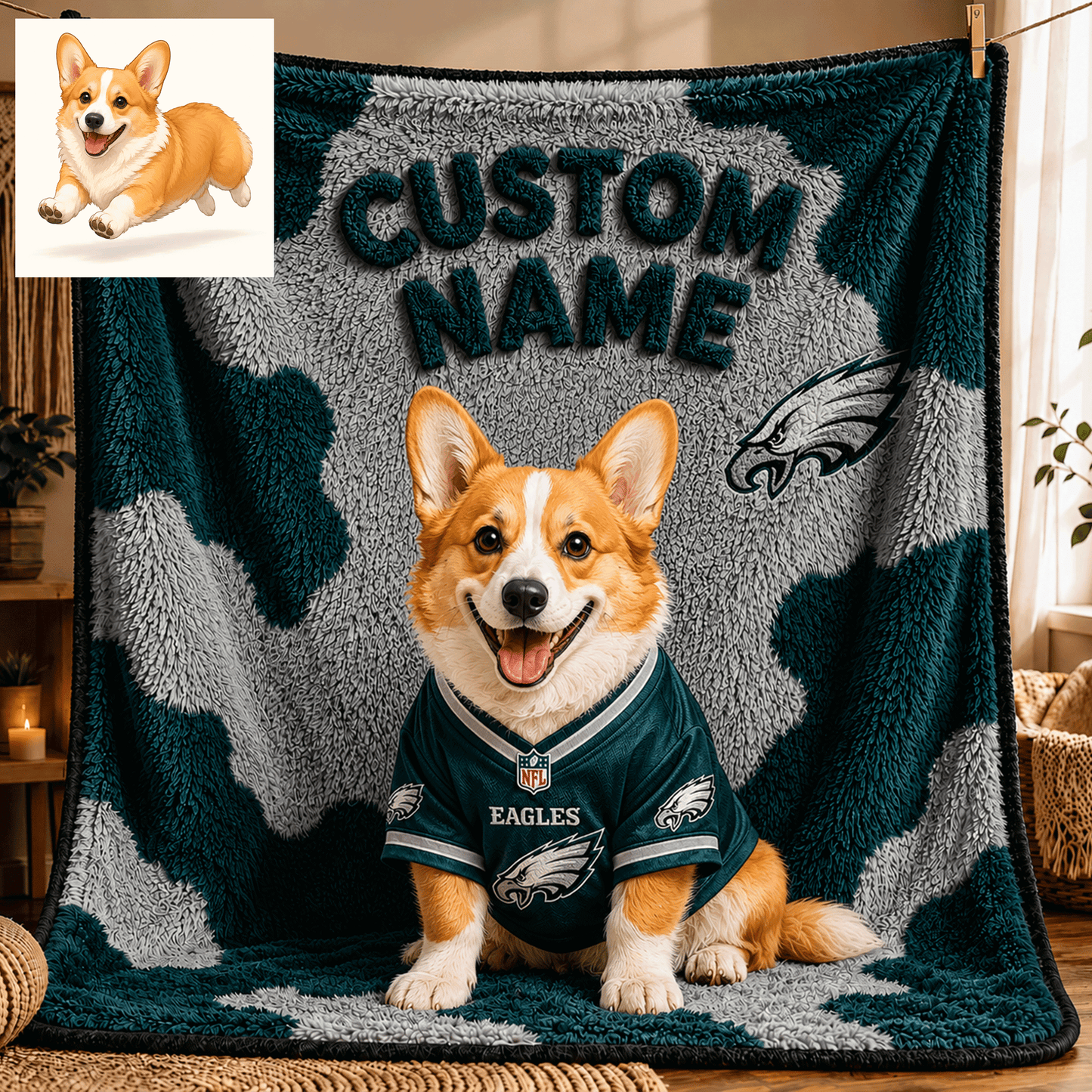 Premium NFL Personalized Pet Blanket NMD CTKT