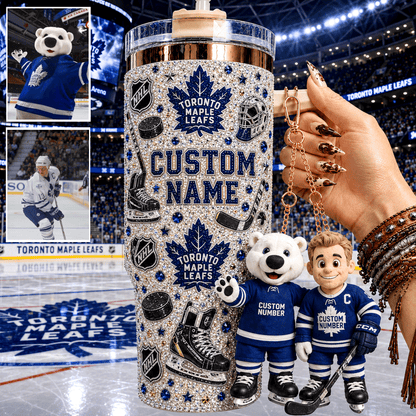 Premium NHL Personalized Tumbler With Plush Charm NMD CTKT