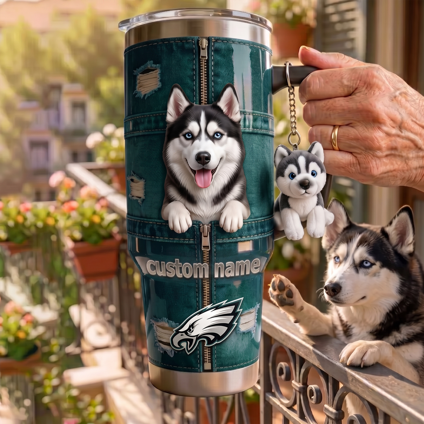 Premium NFL Personalized Pet Tumbler With Plush Charm V2 NMD TTV