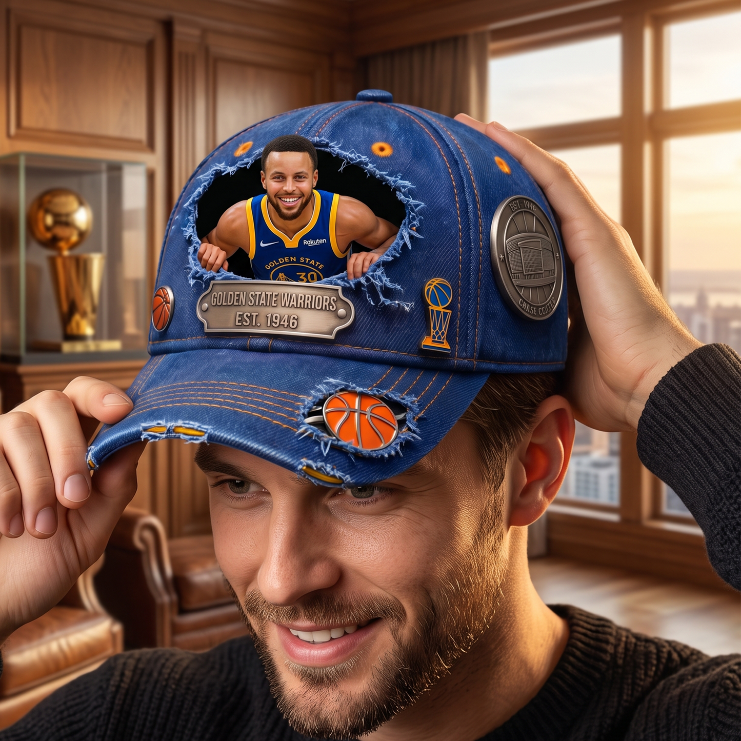Personalized NBA Sun Hat - Custom Name & Face Gift for Football Fans 3006 NAK TTT