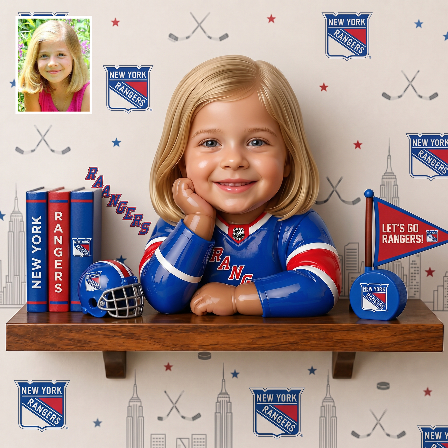 Premium NHL Personalized Kid Wooden Floating Shelf NMD TTV