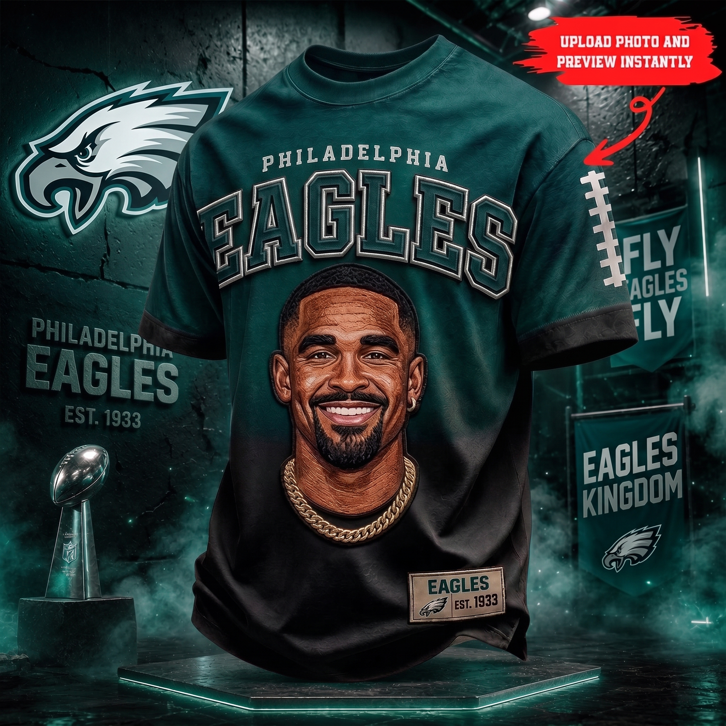 Premium NFL Personalized Portrait Gradient T-Shirt NMD TTV