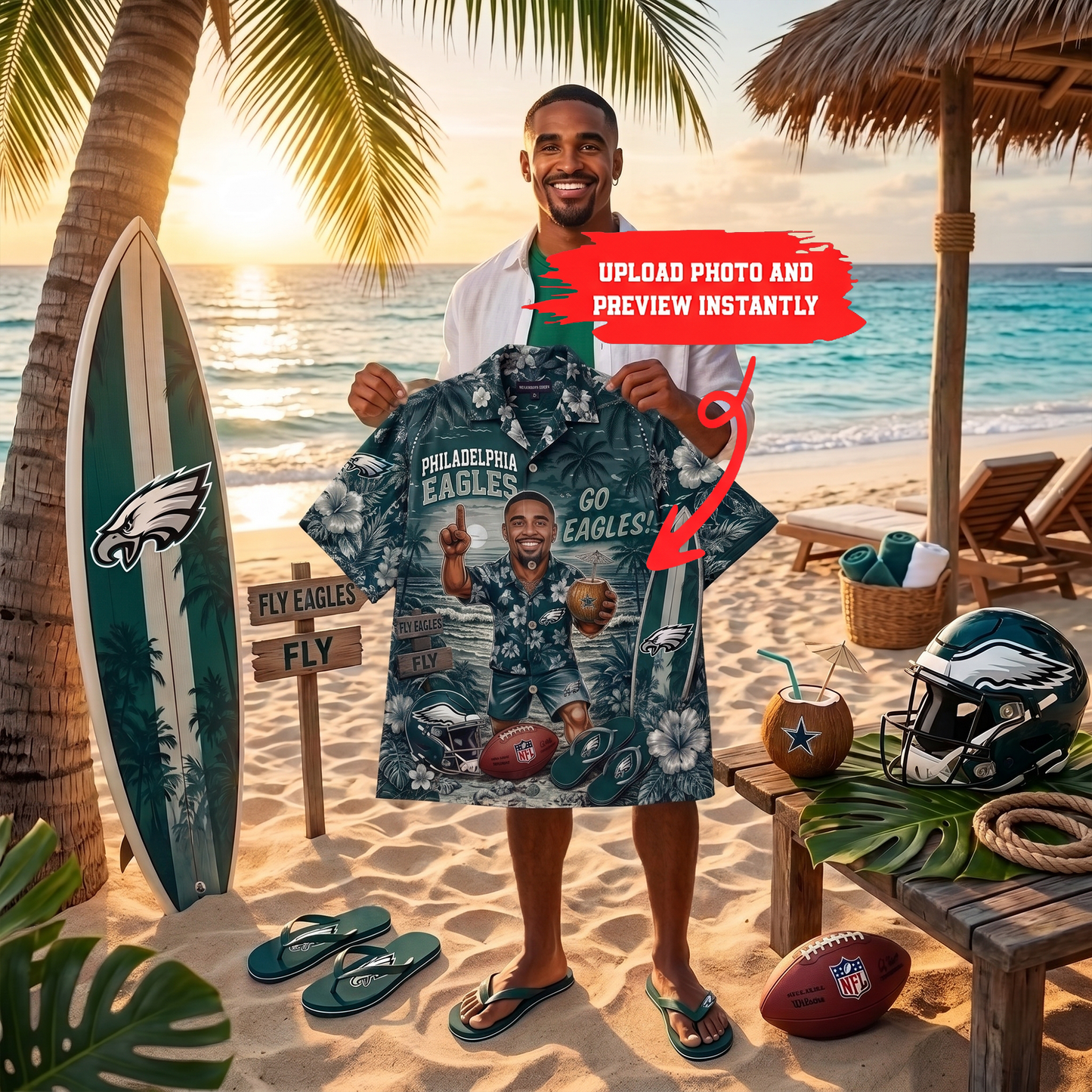 Premium NFL Personalized Tropical Beach Hawaiian Shirt NMD TTV