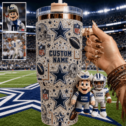 Premium NFL Personalized Tumbler With Plush Charm NMD CTKT