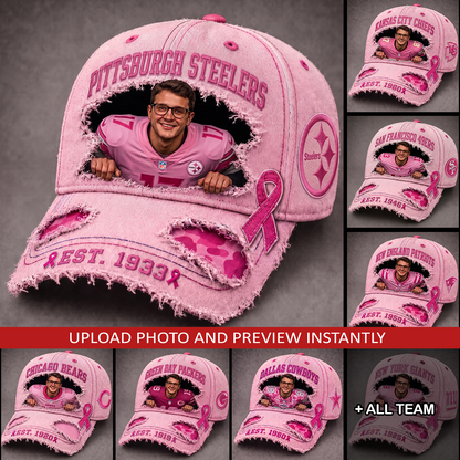 PERSONALIZED NFL EXCLUSIVE BREAST CANCER SURVIOR CAP 1507 NAK NHT V2