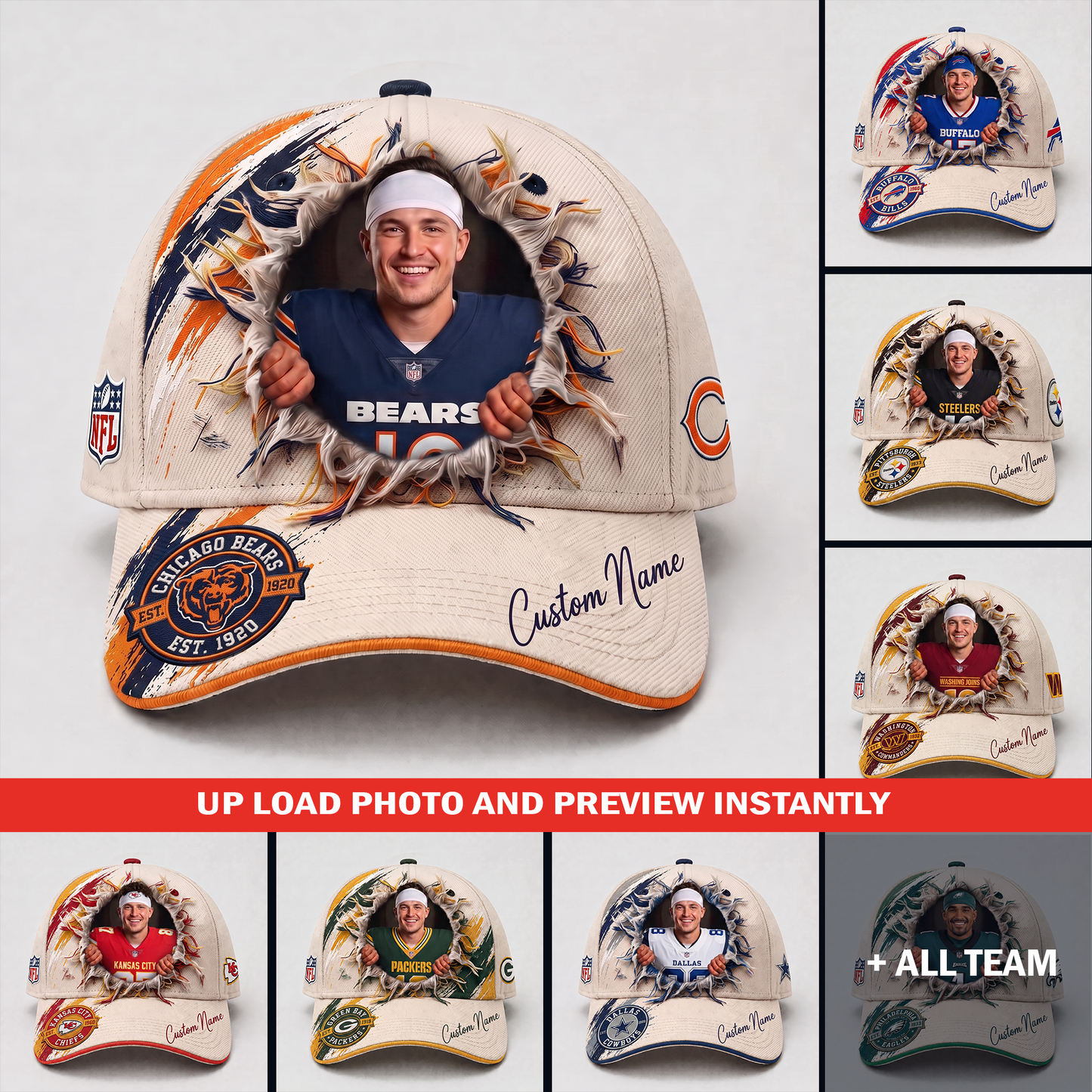 Personalized NFL Sun Hat - Custom Name & Face Gift for Football Fans 0607 V4 NAK TTT