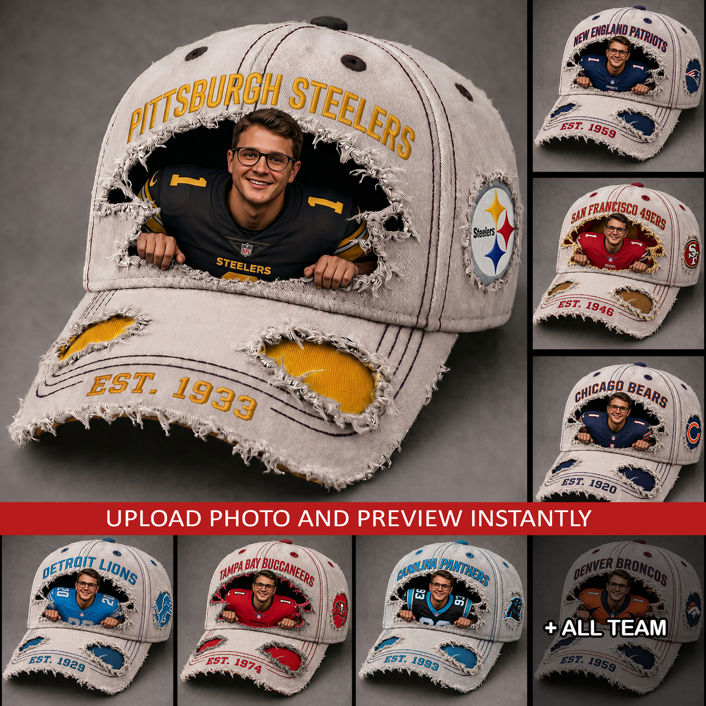 Personalized NFL Sun Hat - Custom Name & Face Gift for Football Fans 2906 NAK NHT