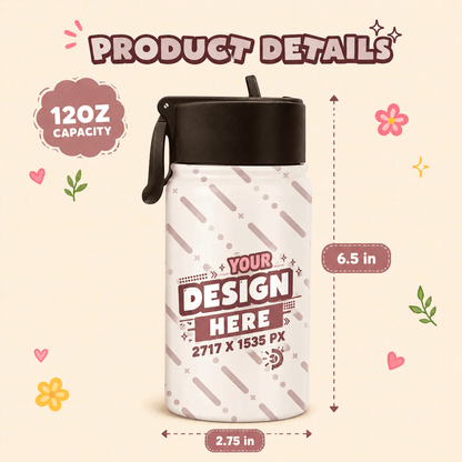 Premium Superhero Custom Photo & Name Kids Water Bottle NMD CTKT