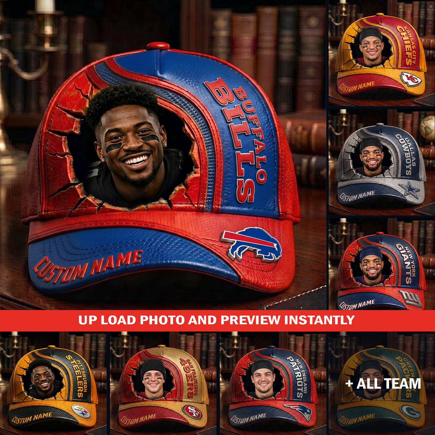 Personalized NFL Sun Hat - Custom Name & Face Gift for Football Fans 0307 V3 NAK TTT