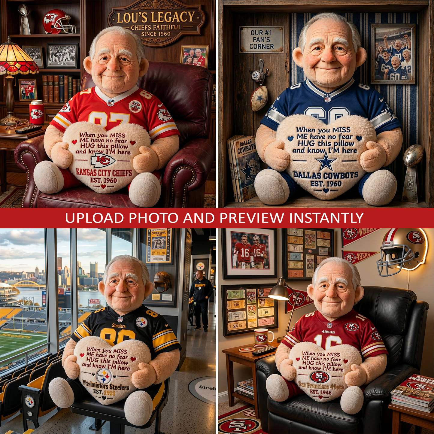 NFL Memorial Pillow - Custom Shaped Pillow 1806 NAK NHT