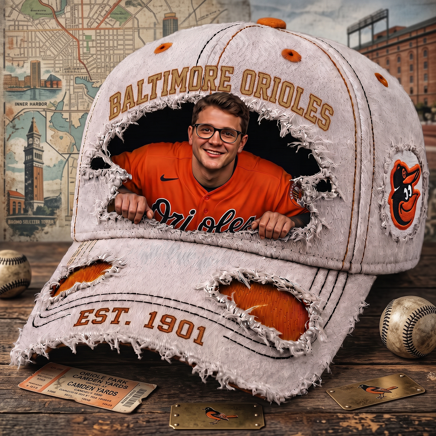 Personalized MLB Sun Hat - Custom Name & Face Gift for Football Fans 0107 NAK NHT