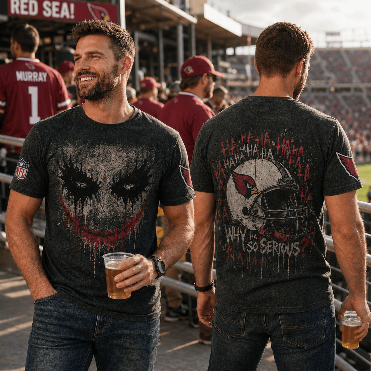 ARI x NFL Premium Joker 3D T-Shirt For Football Fans Loving Dark Aesthetic
