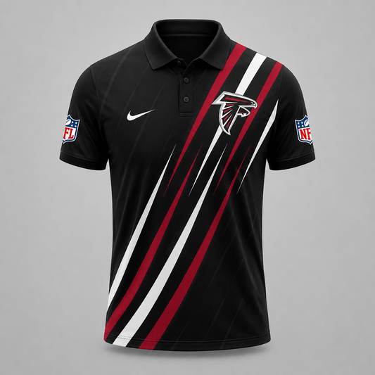 ATL x NFL Premium Athletic Stripe Polo Shirt