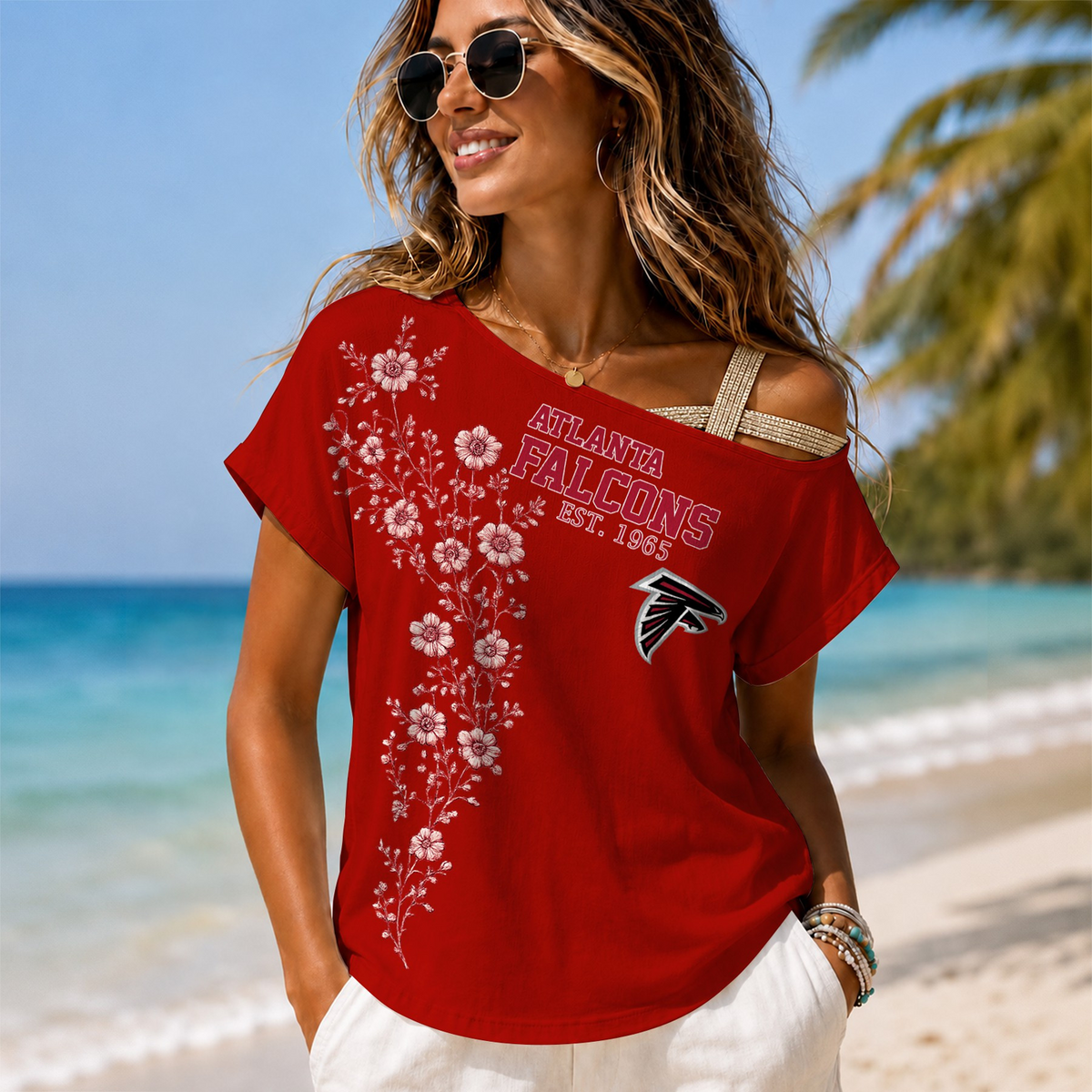 ATL x NFL Slouchy Off-Shoulder T-Shirt