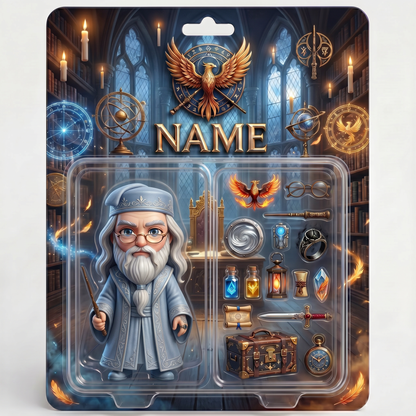 Custom Wizard Photo Plaque For Fans, Personalized Magic School Action Figure Plaque, Custom Name Fantasy Collectible Display, Personalized Fan Gift For Him BQH