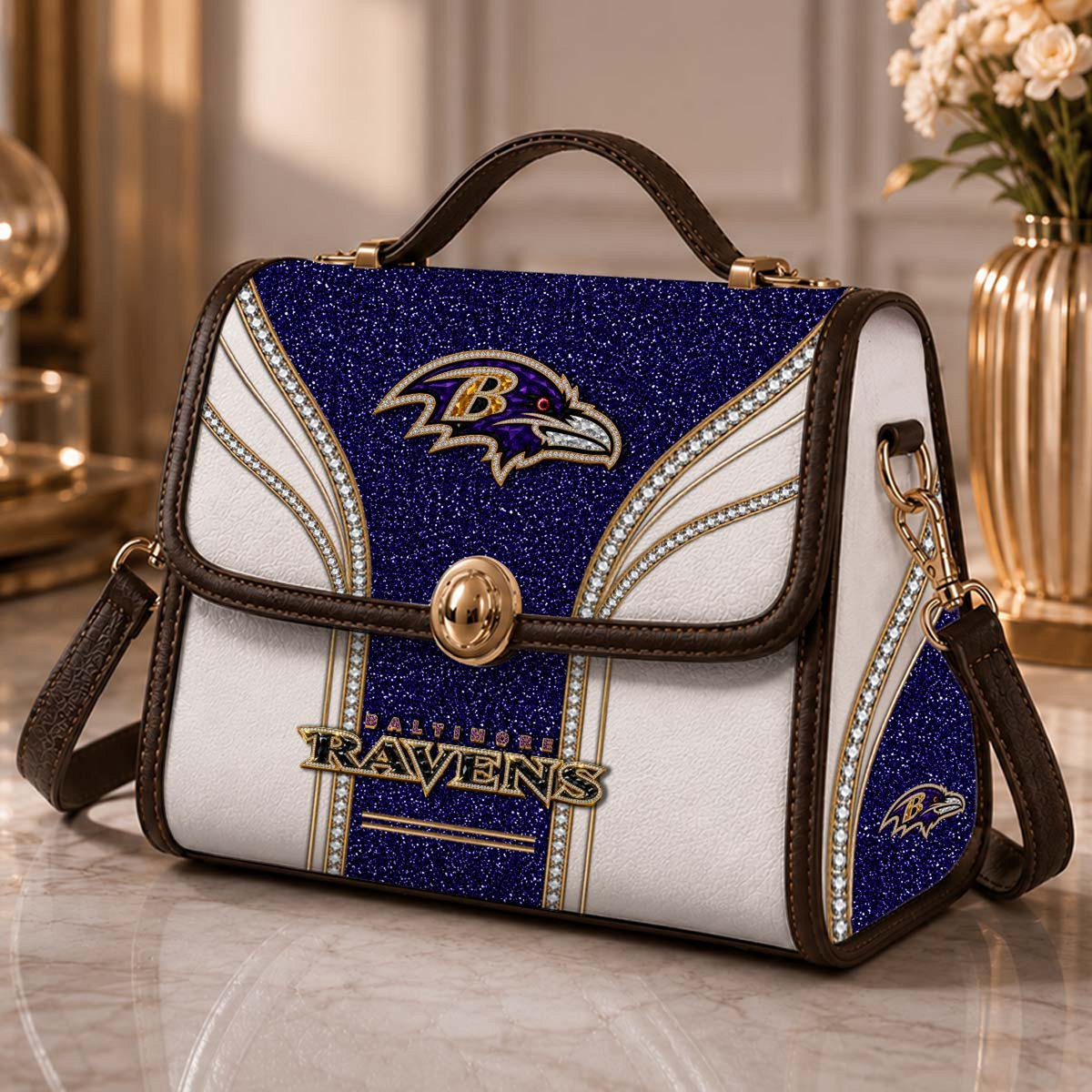 BAL x NFL Glitter Leather Handbag