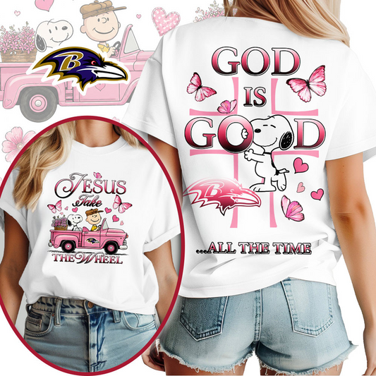 BAL x NFL Jesus Take The Wheel God Is Good 3D Shirt