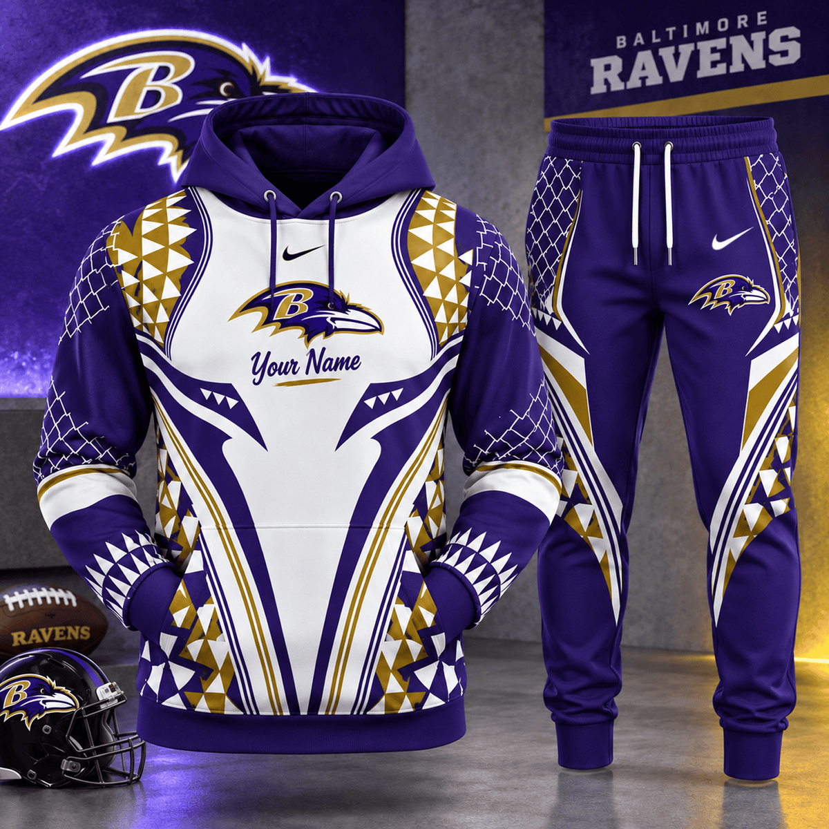 BAL x NFL Premium Football Graphic Hoodie & Jogger Set Fan Game Day Sportswear Outfit