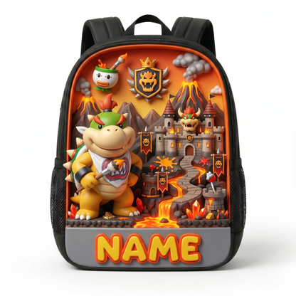 Personalized Kids Backpack, Custom Photo School Backpack With Name, Adventure Game Inspired Bookbag, Back To School Gift For Boys And Girls