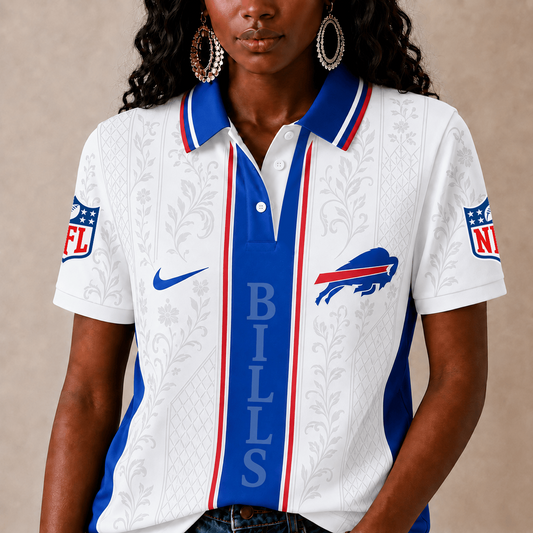 BUF x NFL Premium Floral Elegance Polo Shirt