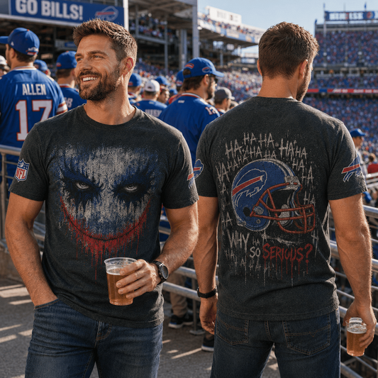 BUF x NFL Premium Joker 3D T-Shirt For Football Fans Loving Dark Aesthetic