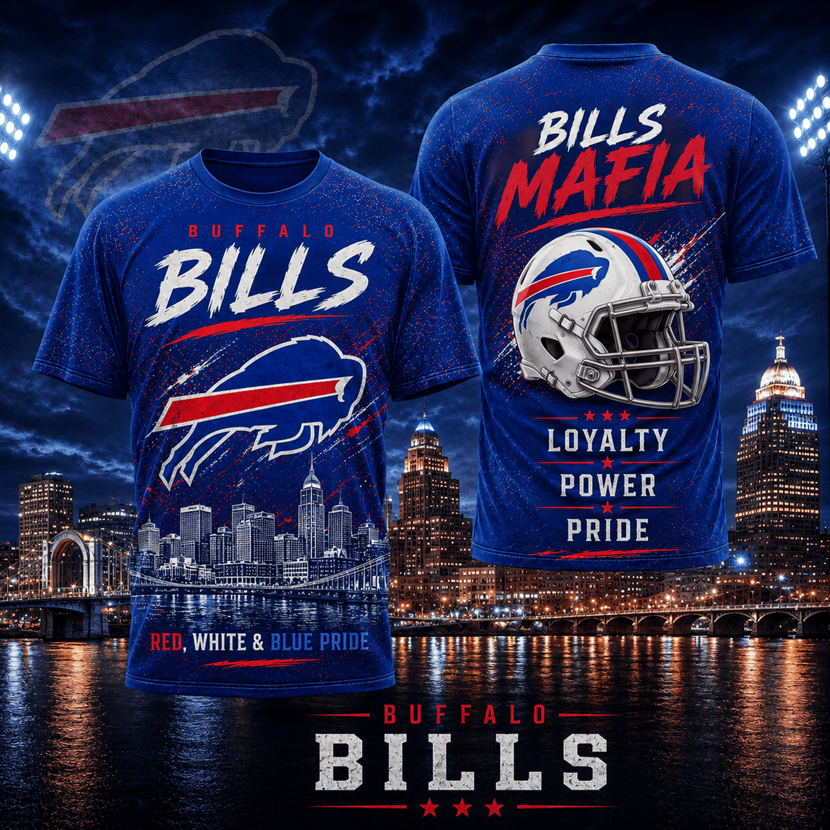 BUF x NFL Premium Skyline Pride Football T-Shirt