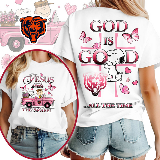 CHI x NFL Jesus Take The Wheel God Is Good 3D Shirt