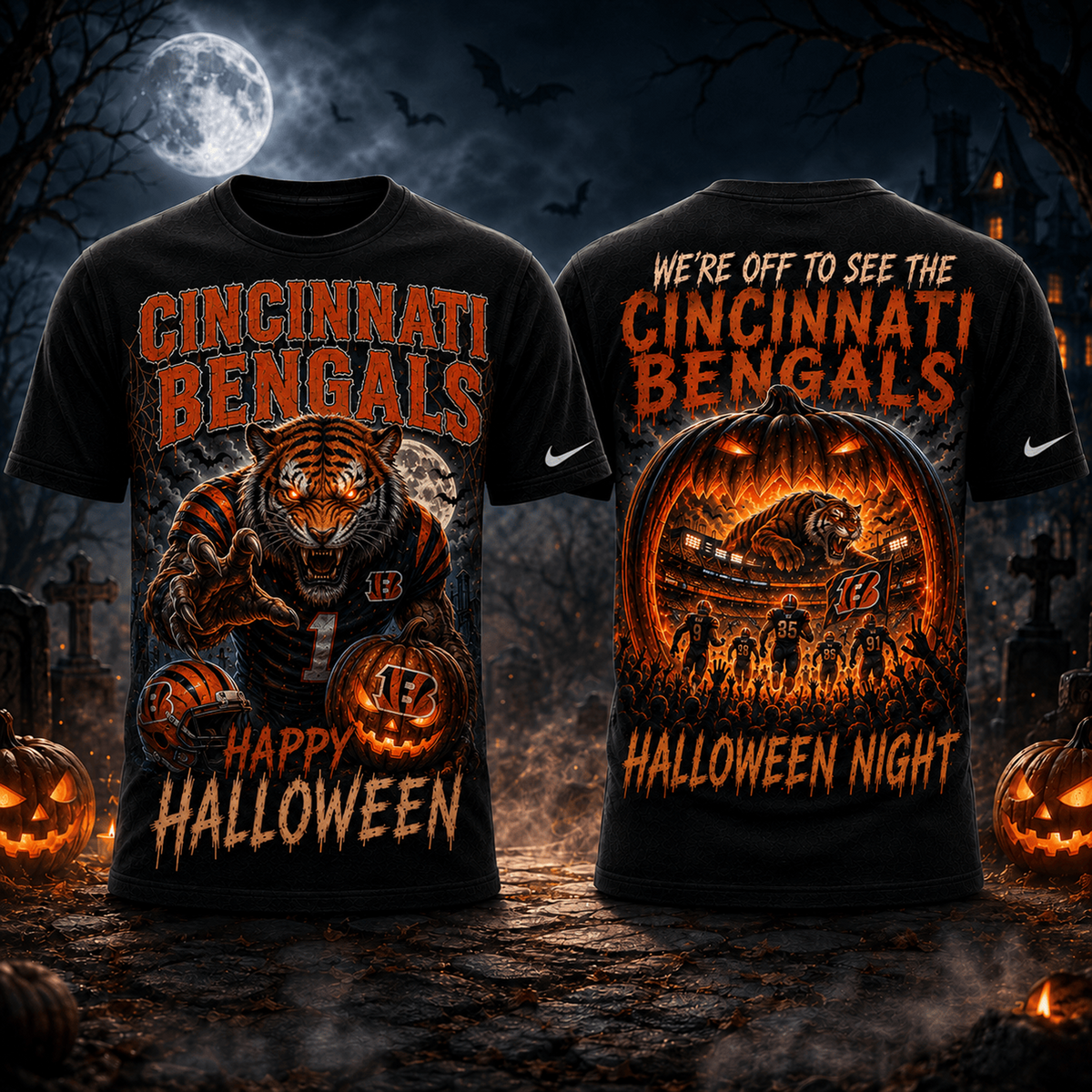 CIN x NFL Halloween Game Day 3D Shirt