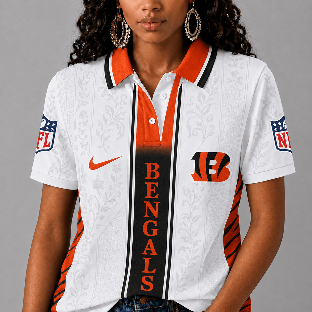 CIN x NFL Premium Floral Elegance Polo Shirt