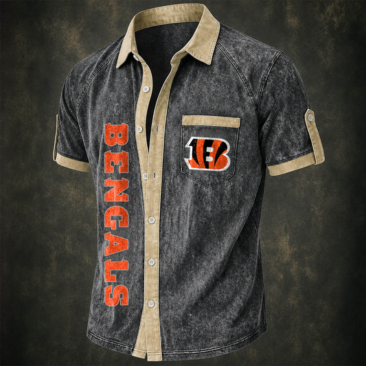 CIN x NFL Short-Sleeve Button-Up Sports Shirt